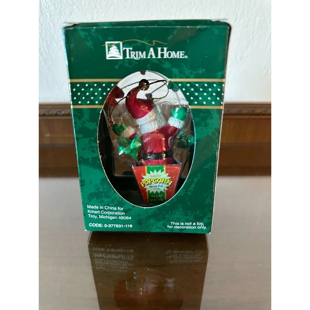 Trim A Home Santa in Popcorn Bucket‎ Christmas Ornament